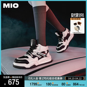 MIO米奥2023年冬季圆头拼色中跟时尚休闲鞋显高厚底活力运动鞋女