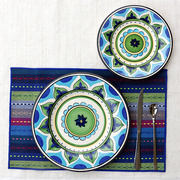 只2陶瓷手绘盘子餐具套装，创意欧美式彩色，家用西餐盘牛排盘水果盘