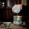 冰片釉纯手绘夏荷建水家用创意葵口陶瓷茶洗杯洗功夫茶具水孟CJ