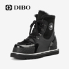 DIBO碲铂雪地靴真皮短靴时尚系带百搭厚底休闲羊毛女靴冬