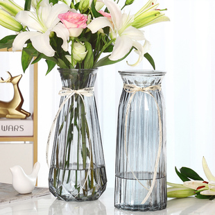 特大号玻璃花瓶透明水养富贵竹，百合转运花瓶客厅插花欧式花瓶摆件