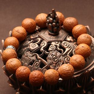 尼泊尔黄皮凤眼菩提子手串手持佛珠，文玩男女款念珠原籽正圆单圈