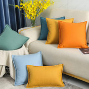 科技布抱枕北欧轻奢客厅皮沙发靠枕套现代简约靠垫腰枕纯橙色定制