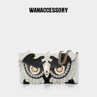 wanaccessory万蔻猫头鹰换脸黑白，铆钉信封包，alias系列原创设计