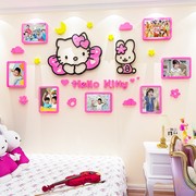 猫女孩房间布置卧室，r床头墙面，装饰房3d立体照片墙贴