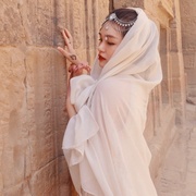 超大防晒丝巾迪拜清真寺沙漠旅游拍照头巾棉麻民族，风披肩围巾女