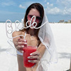 Bride to be babe Straw beach pool Wedding Engagement Bridal