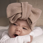 婴幼儿头饰饰品4-18个月男女宝宝毛线针织蝴蝶结发带双层弹力发饰