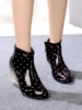 韩版冬春女士短筒防滑雨靴高跟成人保暖水鞋坡跟舒适加棉雨鞋
