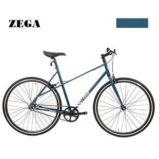zega铬钼钢单速蓝色，公路通勤自行车轻便男女，城市休闲代步车