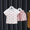 2023童装夏季1-2-3岁女童短袖T恤休闲短裤两件套女宝宝婴幼儿套装