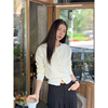 Halo Luu白色针织开衫女早春毛衣韩版设计感修身气质短款上衣