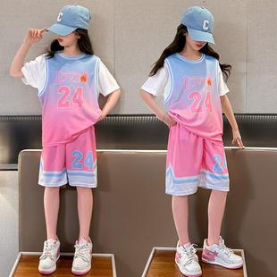 儿童篮球服套装女童夏装女孩24号科比球衣女生速干训练服短袖夏季