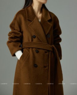 2023内衬版羊绒大衣女中长款高端驼色赫本外套