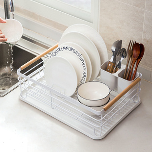 居家家碗碟收纳架双层沥水，碗架置物架台式碗柜，厨房台面碗筷收纳盒