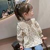韩版2024秋装女童碎花长袖，娃娃衬衫女宝宝，洋气公主打底薄上衣