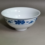 湖南醴陵群力双凤老瓷器，6.5英寸面碗菜碗汤碗蓝海棠，釉下彩一级品
