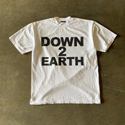 王有病工作室 重磅不透 down earth在地球上大码复古男女短袖T恤