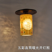 中式阳台陶瓷吸顶灯古典木艺，客厅门厅玄关，过道走廊入户陶瓷吸顶灯