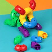 幼儿园宝宝百变弯管旋转塑料拼搭管道积木儿童早教益智拼装玩具