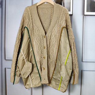 军绿色时尚温柔风韩版外套夹克服女装秋季宽松型大码毛衣开衫