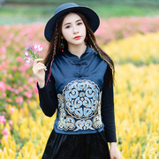 民族风短外套女2024春秋，冬季中式复古刺绣，绸缎马甲中国风女装