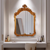 欧式梳妆镜壁挂浴室镜复古金色化妆镜子客厅法式雕花装饰镜玄关镜
