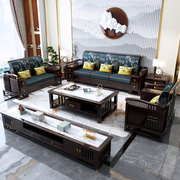 新中式沙发大小户型客厅，家具组合套装，全实木沙发冬夏两用储物沙发