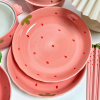 草莓陶瓷菜盘ins风家用儿童餐具，圆盘菜盘8英寸深盘高颜值早餐盘子