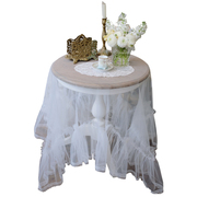 laceshabbyv法式复古小清新白色蕾丝荷叶边圆桌桌布桌纱