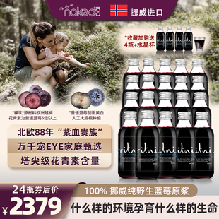 裸饮Ritni蓝莓原浆挪威进口NFC果汁24瓶家庭囤货无添加野生蓝莓汁