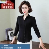 黑色衬衫女长袖雪纺衬衣时尚小衫洋气上衣2023年春装新款秋韩版寸