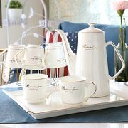 水杯杯具套装家用陶瓷客厅杯子，托盘水具欧式轻奢茶杯骨瓷水壶礼盒