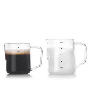 拉花缸尖嘴咖啡拉花杯，专业打奶泡杯打奶缸耐热玻璃咖啡拉花器具