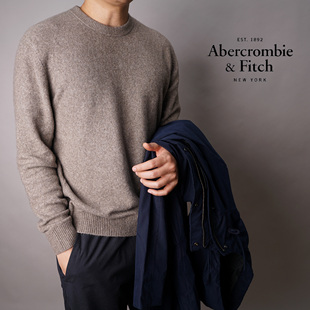 美国Abercrombie Fitch男士af秋弹性超柔软圆领针织衫毛衣打底衫