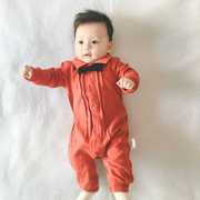 女婴儿连体衣服男宝宝0网红3春秋装6个月1岁外套装婴幼儿外出抱衣
