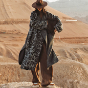 麦叙原创《梵山影》美式复古小众设计感豹纹撞色毛呢大衣外套女冬