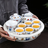 中式家用鸡缸杯功夫陶瓷茶具，套装仿古大明成化斗彩茶杯瓷茶盘茶壶