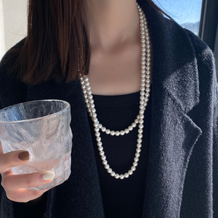 珍珠项链女款2024毛衣，链长款叠戴搭配高端气质女长串颈链