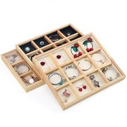 实木首饰托盘饰品盘子12格收纳盒橱窗摆件架珠宝玉器展示道具