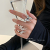 银色液态蝴蝶开口戒指女小众，设计高级感情侣食指尾戒时尚个性指环