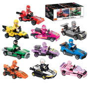小白龙城市积木赛车回力车小颗粒拼装玩具6款展示盒地推摆滩男孩