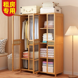 衣柜卧室家用实木简易组装出租房用衣橱加厚加粗小户型衣服收纳柜