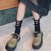 乞丐袜子女中筒袜春秋，夏季ins潮网红破洞绿色，长筒彩色堆堆袜外穿