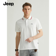 jeep吉普男装t恤纯棉，宽松短袖翻领polo衫，肥佬半袖上衣吉普大码衫