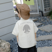 米修叻儿童时尚个性男童衬衫短袖，小童工装休闲衬衣3岁男宝衣服潮