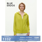 100%山羊绒BLUE ERDOS鄂尔多斯24春夏连帽开衫B245A1004