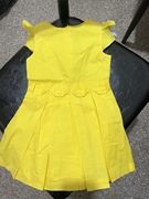 法单23春夏女大童，黄色连衣裙立体百褶荷叶，袖背心公主裙子