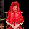 红盖头红色头纱新娘结婚纱礼服秀禾服中式复古风纱短款蕾丝旅