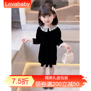 Lovababy女童春秋丝绒连衣裙2024春季女宝宝洋气时髦长袖韩版